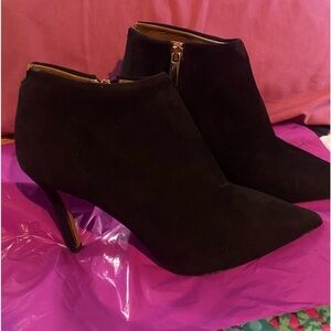 Black Velveteen Stiletto Ankle Boots